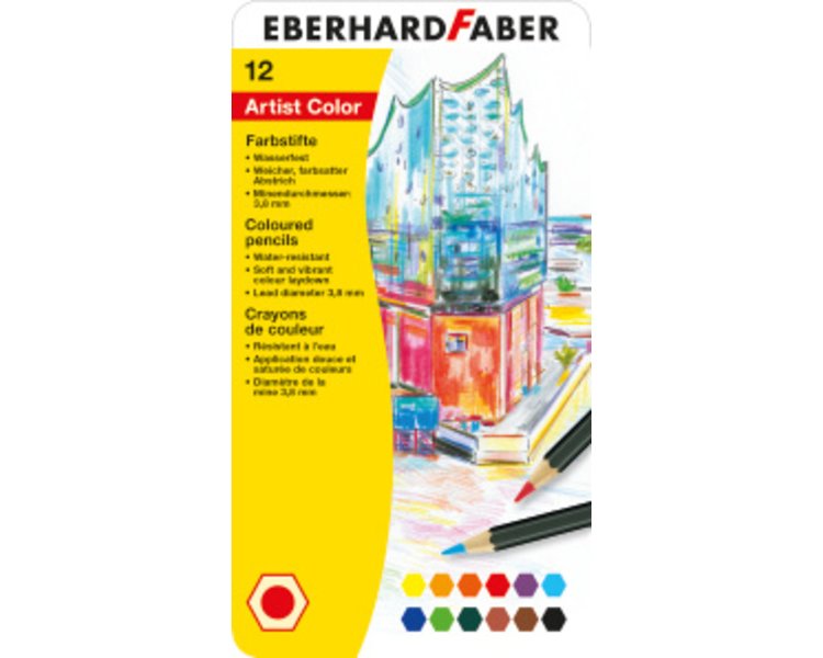 Farbstift Artist Color hexagonal 12er Metalletui - EBERHARD 516112
