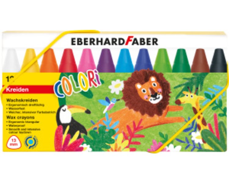 Colori Wachsmalkreiden dreiflächig, Kartonetui mit 12 Farben - EBER 524010