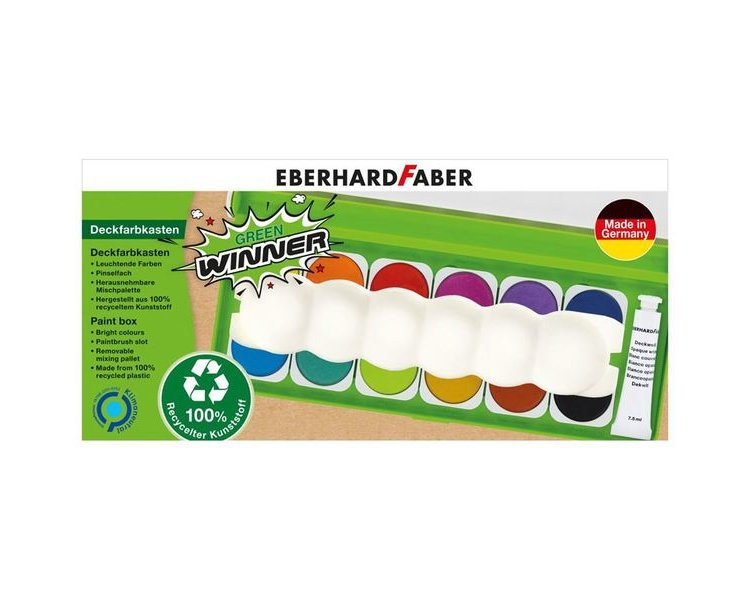 Green Winner Deckfarbkasten, 12 Farben inkl. Mischpalette - EBER 578313