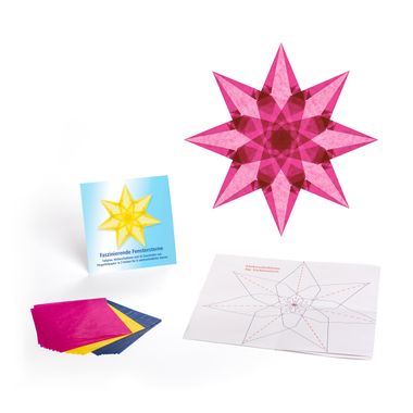 Faszinierende Fenstersterne (Blau, hellgelb, magenta)