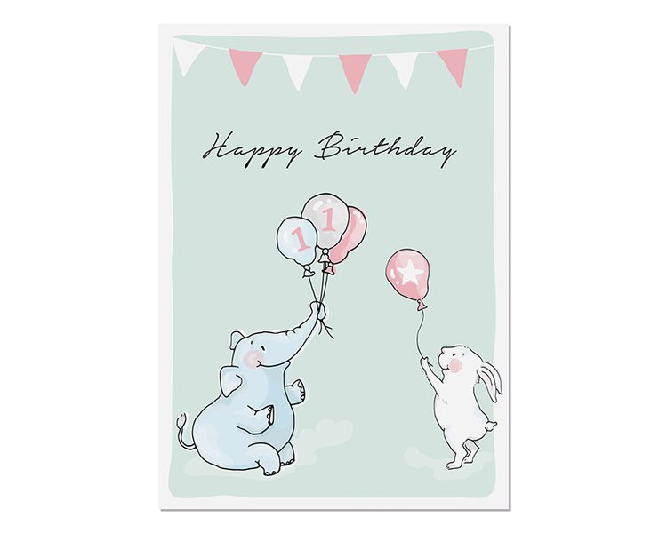 Postkarte Birthday (Babytiere) - KRIMA 13714