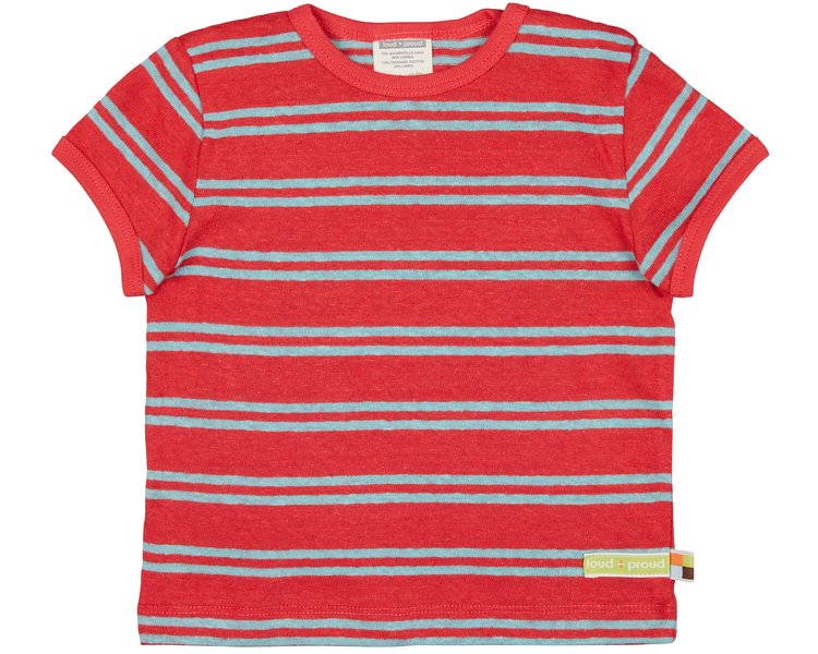 T-Shirt Streifen mit Leinen 1066 Chili 110/116 - LOUD 9643