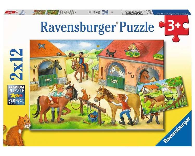Puzzle 2 x 12 Teile: Ferien auf dem Pferdehof - RAVEN 05178
