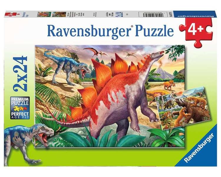 Puzzle 2 x 24 Teile: Wilde Urzeittiere - RAVEN 05179