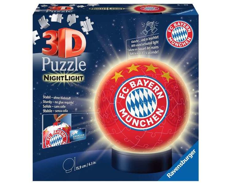 Puzzle 3D 72 Teile: FC Bayern Nachtlicht - RAVEN 12177