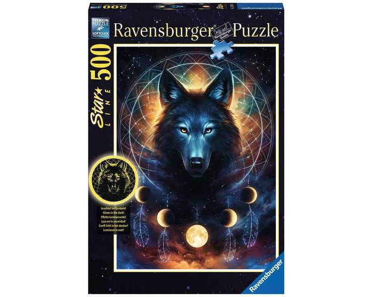 Puzzle 500 Teile Glow: Leuchtender Wolf - RAVEN 13970