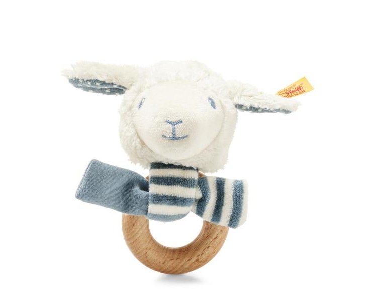 Leno Lamm 12 weiss/petrol Rassel - STEIFF 241932