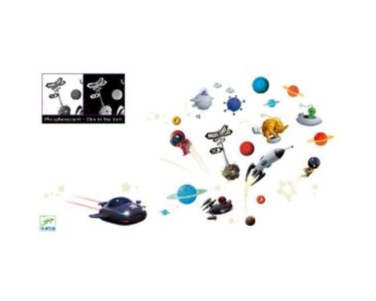 Wandsticker Astronauten, nachtleuchtend - DJECO 4581