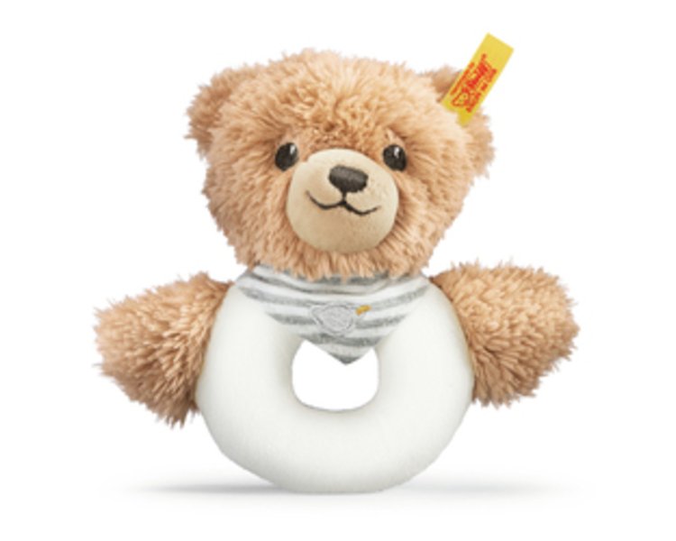 Schlaf Gut Bär Greifring, 12 cm, grau - STEIFF 239939